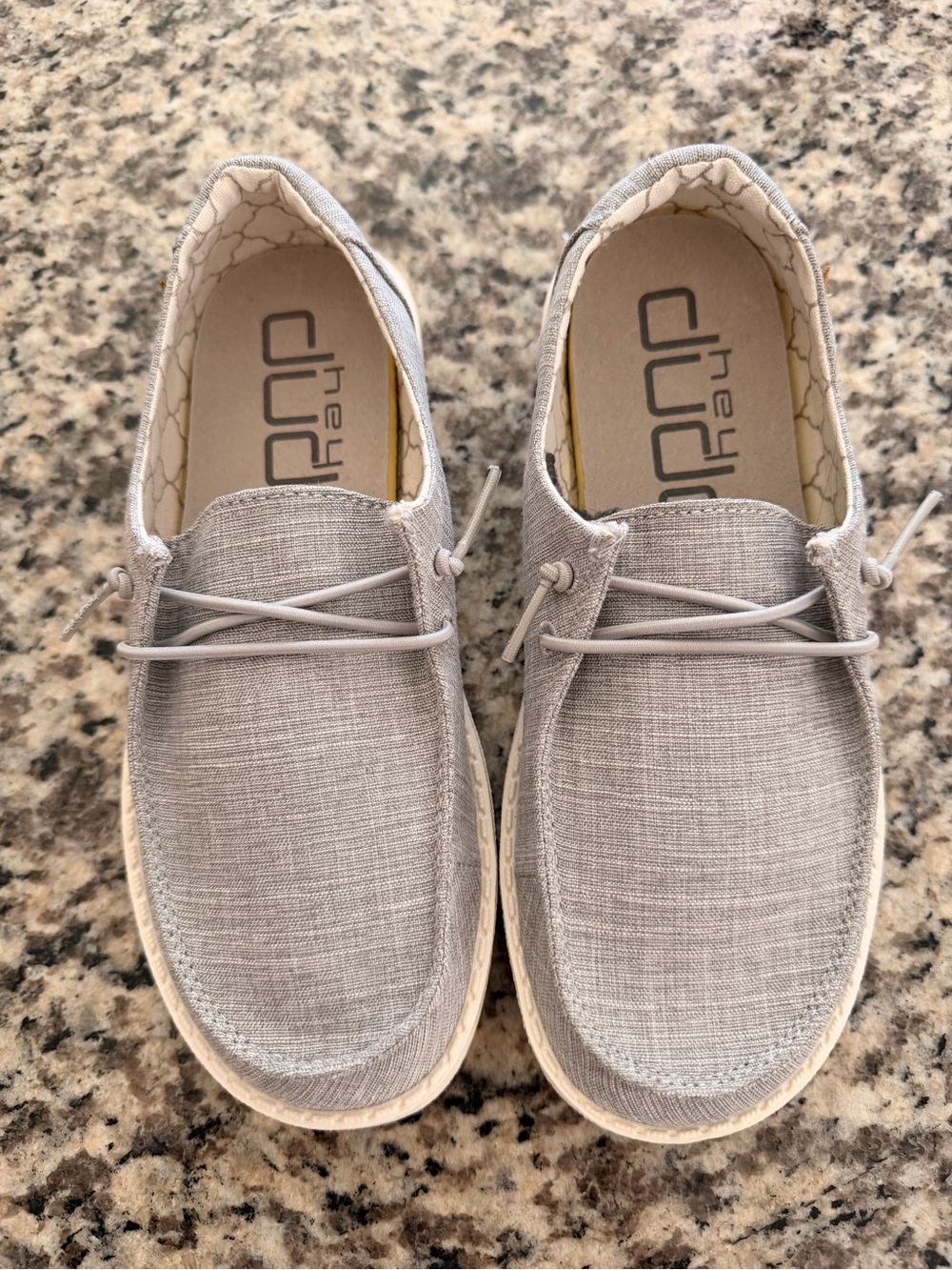 Hey Dude Grey Linen-Style Kid’s Slip-On Loafers